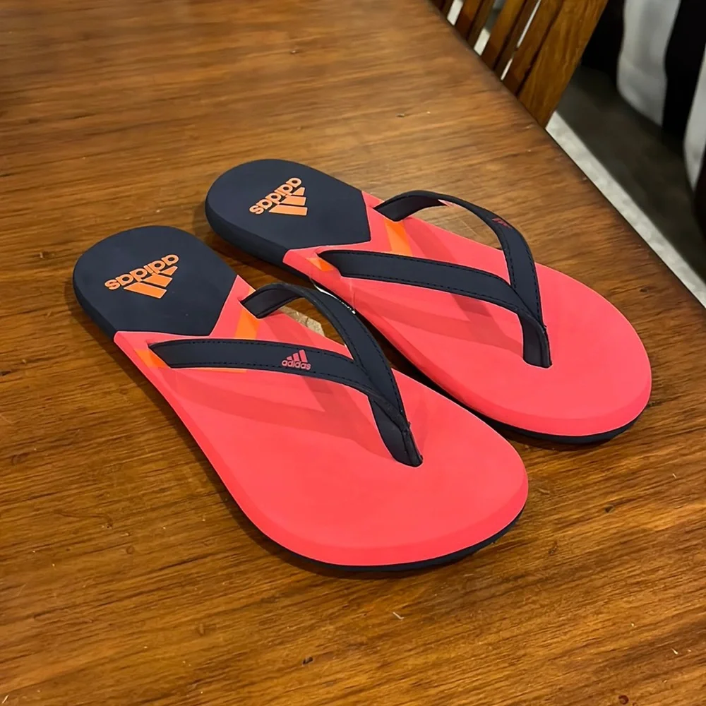 Adidas Eezay Flip Flops Thongs Sandals Shoes new F35031 Blue pink Women’s Size 7_2